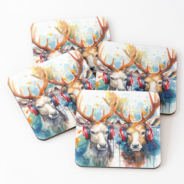 Item preview, Reindeer with headphones designed and sold by VECTORVAULT_.