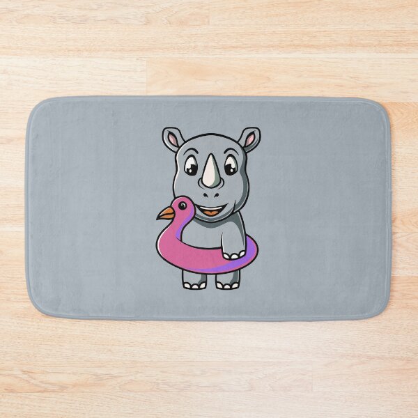 Item preview, Cute rhino wearing duck floater cartoon illustration designed and sold by cubbone.