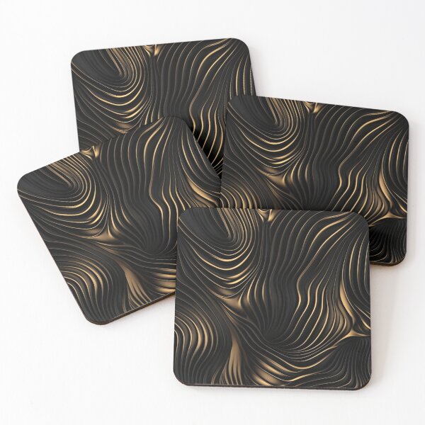 Item preview, Wavy Black Gold Lines designed and sold by artify-visions.