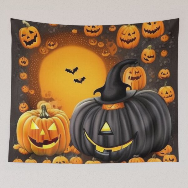 Item preview, Halloween scary pumpkins and bats designed and sold by JackFreestone.