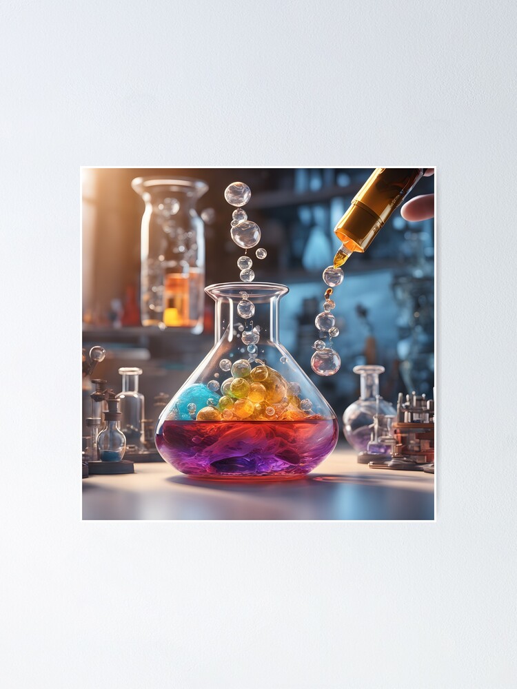 Sticker for Sale avec l'œuvre « Fiole chimique à électrolyse avec solution  colorée » de l'artiste Id-M69