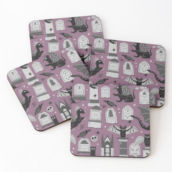 Item preview, Dragon and gryphon in the cemetery of statues - aubergine background designed and sold by Muxune.