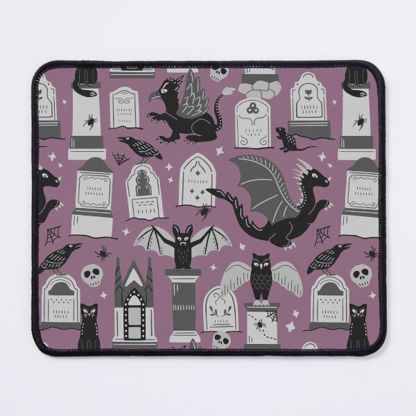 Item preview, Dragon and gryphon in the cemetery of statues - aubergine background designed and sold by Muxune.