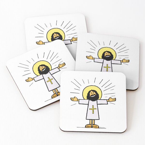 Item preview, Happy Jesus with a cross Doodle designed and sold by PickledjoArt.