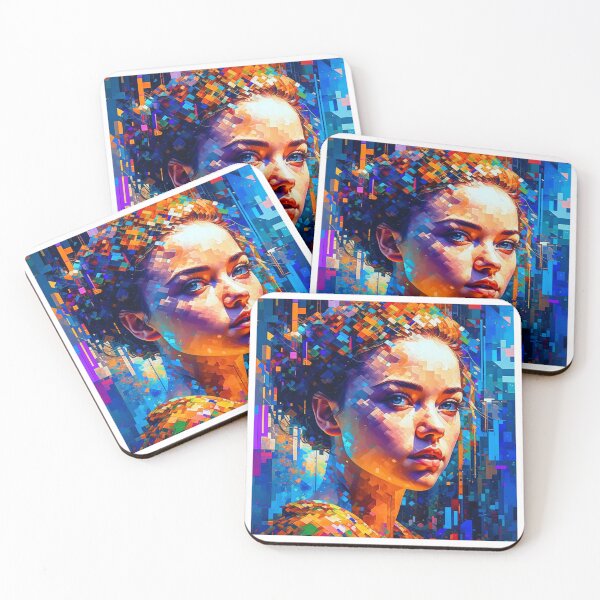 Item preview, A woman in a pixelated portrait designed and sold by ACEGDesign.