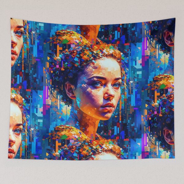 Item preview, A woman in a pixelated portrait designed and sold by ACEGDesign.