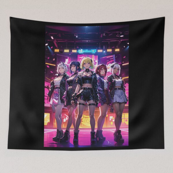 Item preview, Cyberpunk J-Pop / Idol All Girl Band - On Stage - Anime Style  designed and sold by Seneku-Design.
