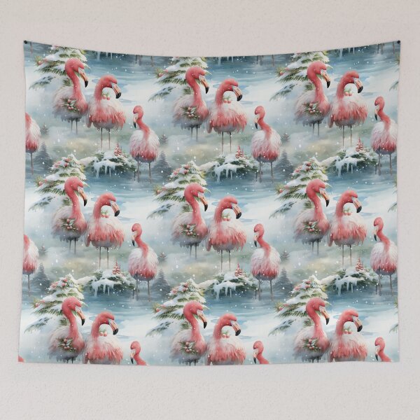 Aperçu de l'œuvre Flamants roses de Noël en hiver créée et vendue par Gatterwe.