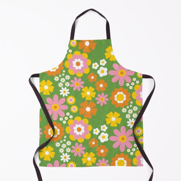 Artikelvorschau, Flower Power Retro-Blumenmuster – 60er Jahre Grün Orange Rosa entworfen und verkauft von Colorblizz.
