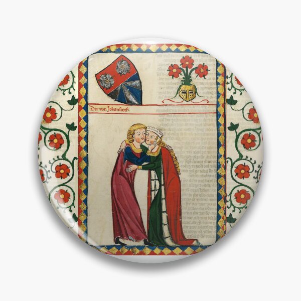 Item preview, GERMAN POET AND HIS BELOVED LADY ,MEDIEVAL MINIATURE WITH WILD ROSES designed and sold by BulganLumini.