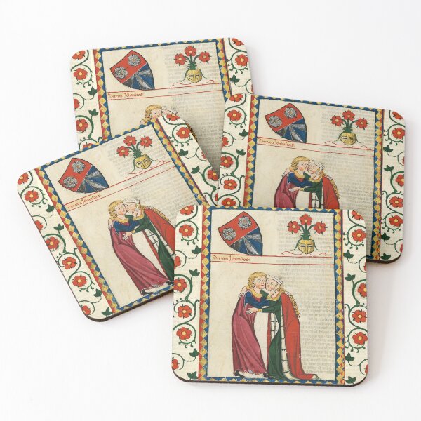 Item preview, GERMAN POET AND HIS BELOVED LADY ,MEDIEVAL MINIATURE WITH WILD ROSES designed and sold by BulganLumini.