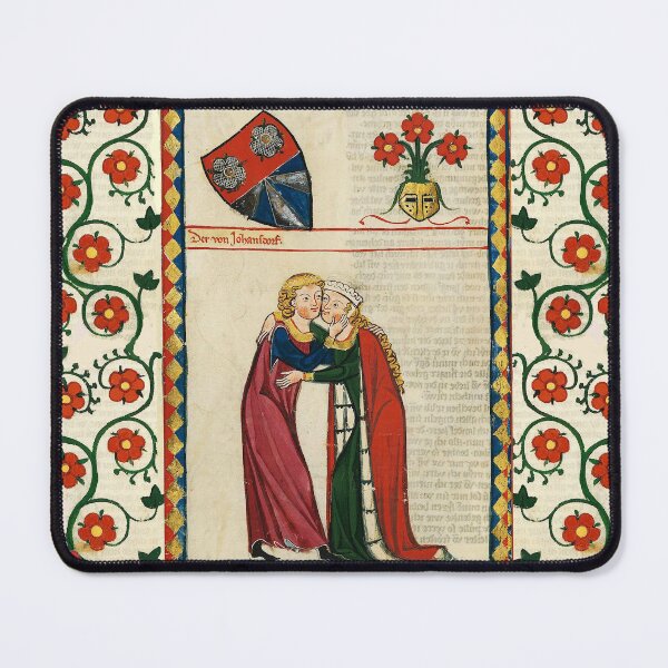 Item preview, GERMAN POET AND HIS BELOVED LADY ,MEDIEVAL MINIATURE WITH WILD ROSES designed and sold by BulganLumini.