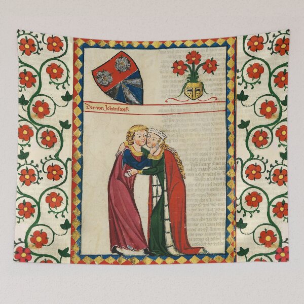 Item preview, GERMAN POET AND HIS BELOVED LADY ,MEDIEVAL MINIATURE WITH WILD ROSES designed and sold by BulganLumini.