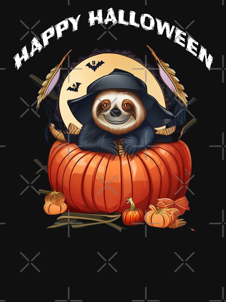 Girl's Design By Humans Funny Witch Sloth With Jack O Lantern