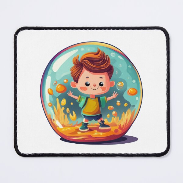 Item preview, Cute Little Boy in a Bubble with Cartoon Style designed and sold by Witty-Whimsy.