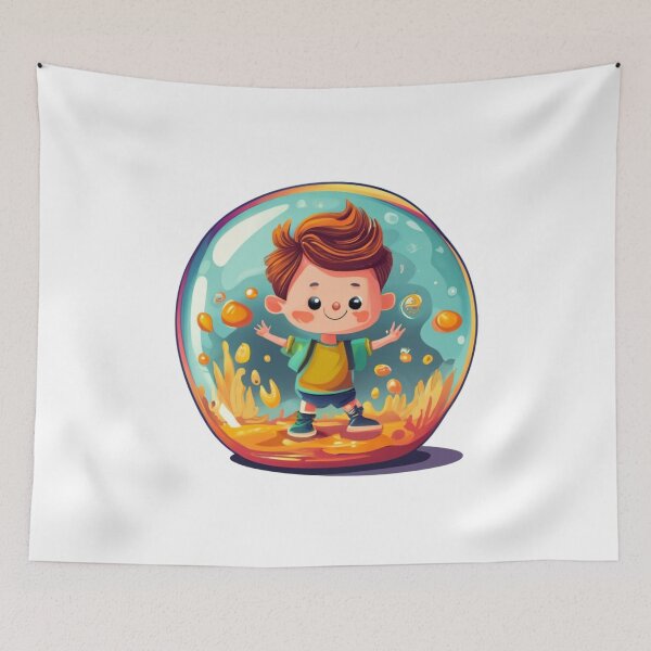 Item preview, Cute Little Boy in a Bubble with Cartoon Style  designed and sold by Witty-Whimsy.