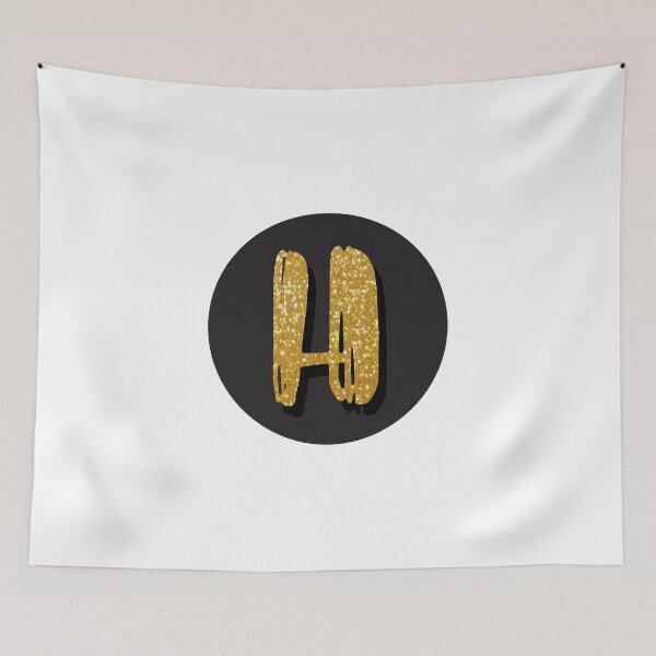Item preview, Monogram H Gold Glitter in A Black Dot designed and sold by simplymonogram.