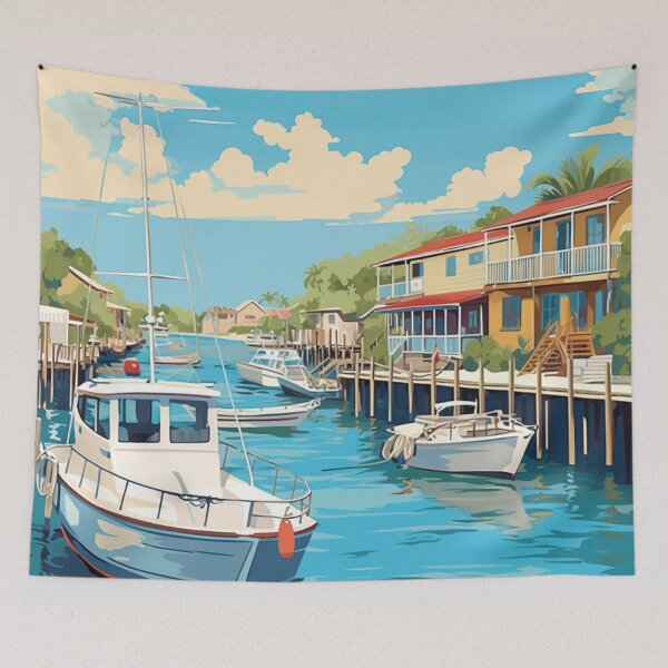Item preview, A Vintage Travel Illustration of Caye Caulker - Belize  designed and sold by GoodOldVintage.