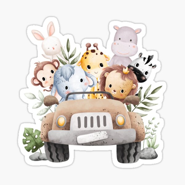 It's a boy baby shower stickers jungle safari animals bright colors