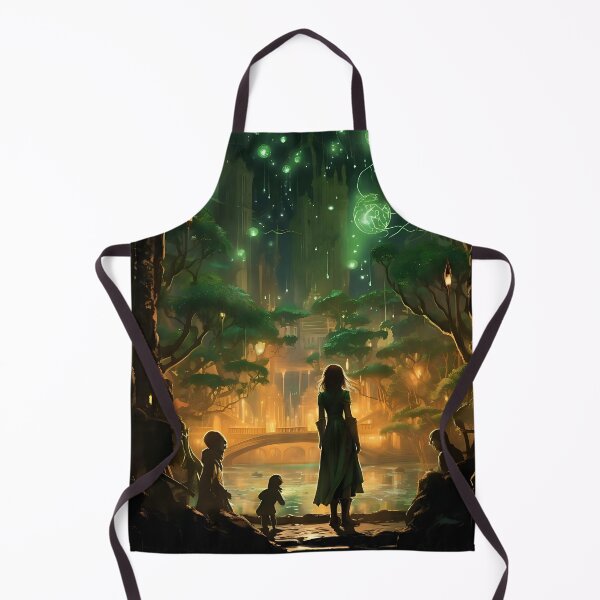 Item preview, Enchanted forest: woman, green lights and boy designed and sold by ArrangedDesigns.
