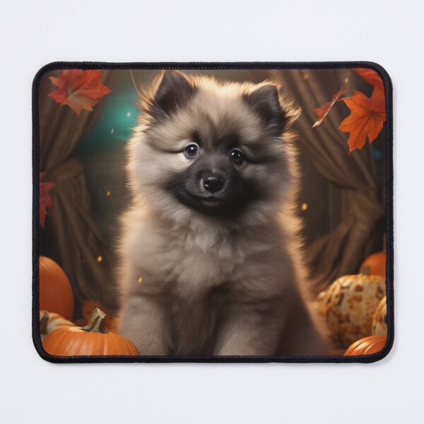 Item preview, Keeshond Puppy In Autumn designed and sold by ZenEverAI.