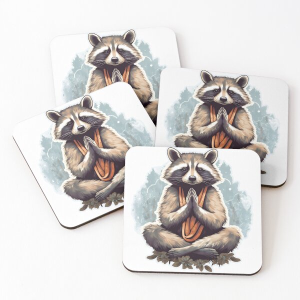 Item preview, Meditation yoga raccoon in the forest Namaste designed and sold by AngelinaBezm.
