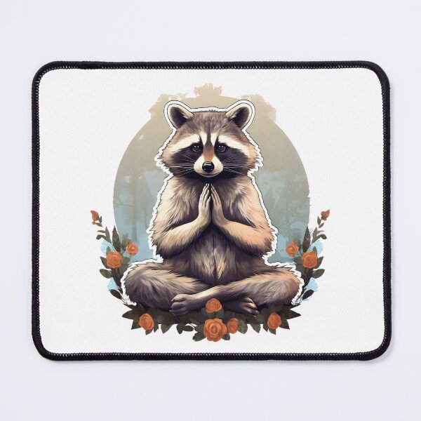 Item preview, Meditation yoga raccoon roses Namaste designed and sold by AngelinaBezm.
