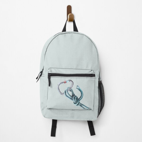 Item preview, Copy of Rope knot with carabiner for rock climbing, bouldering. Watercolor illustration with grey aquarelle stains designed and sold by BartolArt.