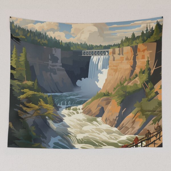 Item preview, A Vintage Travel Illustration of Montmorency Falls - Quebec - Canada  designed and sold by GoodOldVintage.