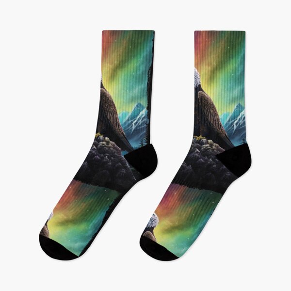 Item preview, Eagle Northern Light Aurora Borealis Scenery Mountains Rivers Trees designed and sold by NLTees.