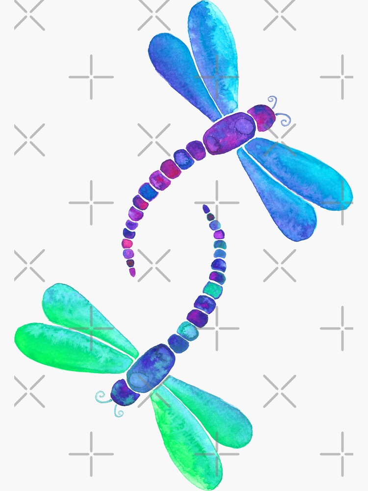 Thumbnail 3 of 3, Sticker, Dragonfly duo designed and sold by cynhaller.