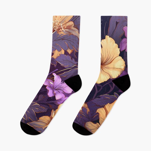 Item preview, Golden Blooms Amidst Royal Purple, Floral Pattern designed and sold by Faellery.