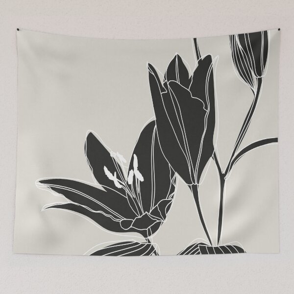 Item preview, Black lilies line art designed and sold by blursbyai.