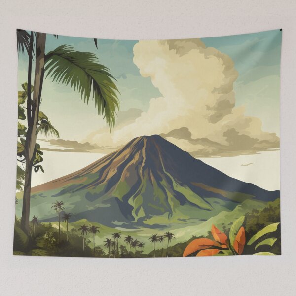 Item preview, A Vintage Travel Illustration of Arenal Volcano - Costa Rica  designed and sold by GoodOldVintage.