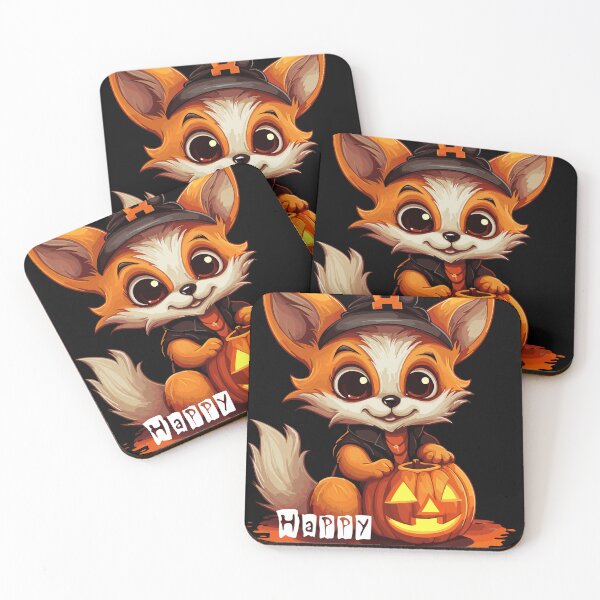 Item preview, Cute kawaii cartoon Halloween fox with Halloween pumpkin designed and sold by cardsandmoreUG.