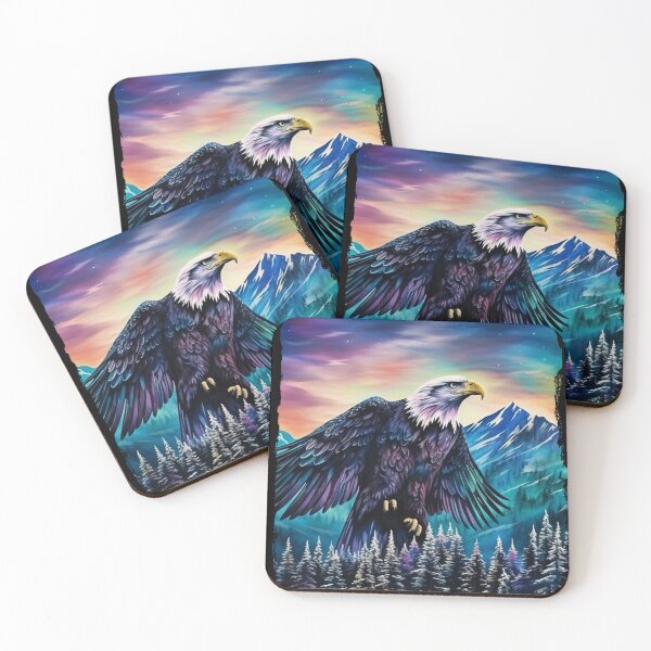 Item preview, Eagle Northern Light Aurora Borealis Scenery Mountains Rivers Trees designed and sold by NLTees.