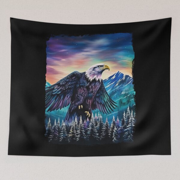 Item preview, Eagle Northern Light Aurora Borealis Scenery Mountains Rivers Trees designed and sold by NLTees.