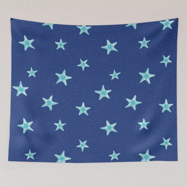 Aperçu de l'œuvre Étoiles de mer turquoise dans les eaux bleu foncé créée et vendue par CoconatStudio.
