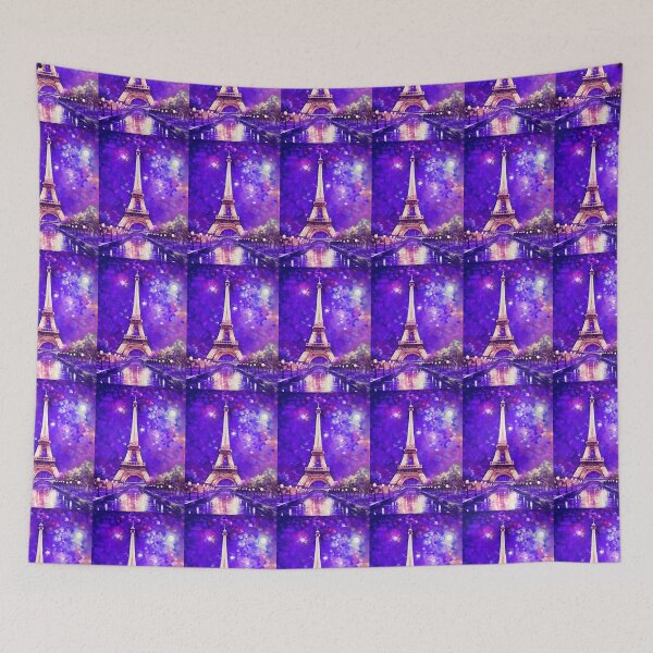 Item preview, The Eiffel Tower, Paris, Purple, AI Generated Art - France's Structural Masterpiece Known as 'The Symbol of Love' designed and sold by studioSharonKay.