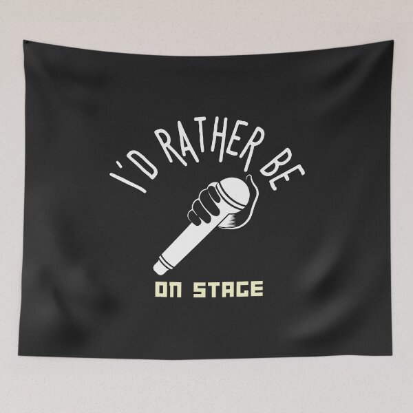 Item preview, I´d rather be on music stage, microphone. White text and image.  designed and sold by LindaLG.