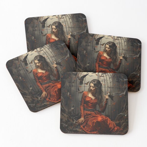 Item preview, Creepy Gothic Surrealism Girl in a Red Dress designed and sold by WartonnoArt.