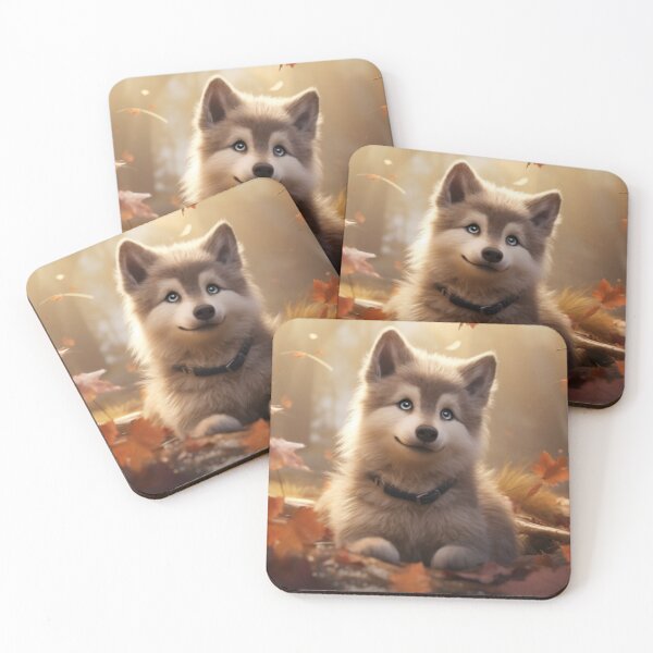 Item preview, Yakutian Laika Puppy in Autumn designed and sold by ZenEverAI.