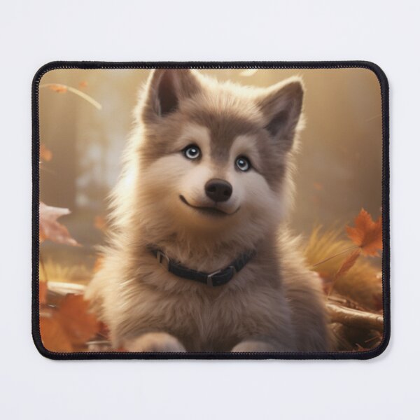 Item preview, Yakutian Laika Puppy in Autumn designed and sold by ZenEverAI.