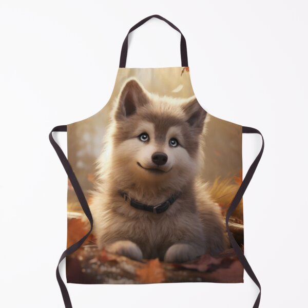 Item preview, Yakutian Laika Puppy in Autumn designed and sold by ZenEverAI.