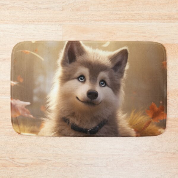 Item preview, Yakutian Laika Puppy in Autumn designed and sold by ZenEverAI.