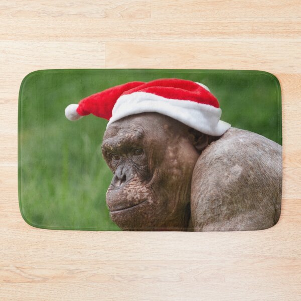 Item preview, Jambo The Hairless Chimp In A Christmas Hat designed and sold by rawshutterbug.