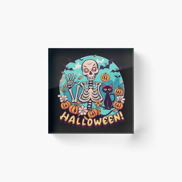 Item preview, Halloween Skeleton With Red Eyes And Cat designed and sold by tw2us.
