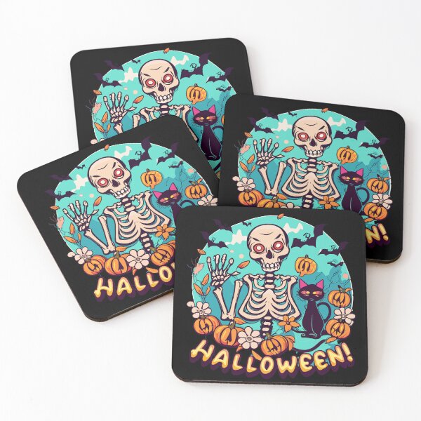 Item preview, Halloween Skeleton With Red Eyes And Cat designed and sold by tw2us.