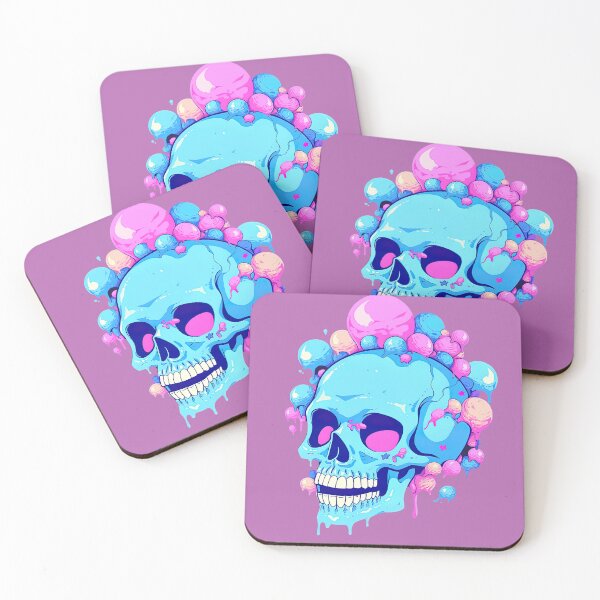 Item preview, Colorful Bubblegum Skull Lollipop Pink and Blue Sweets Juicy Spooky Halloween designed and sold by BubbleBone.