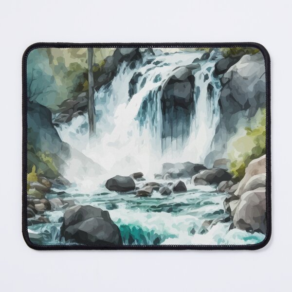 Item preview, Grunge Waterfall Landscape Watercolor Scene designed and sold by StephanieWard.
